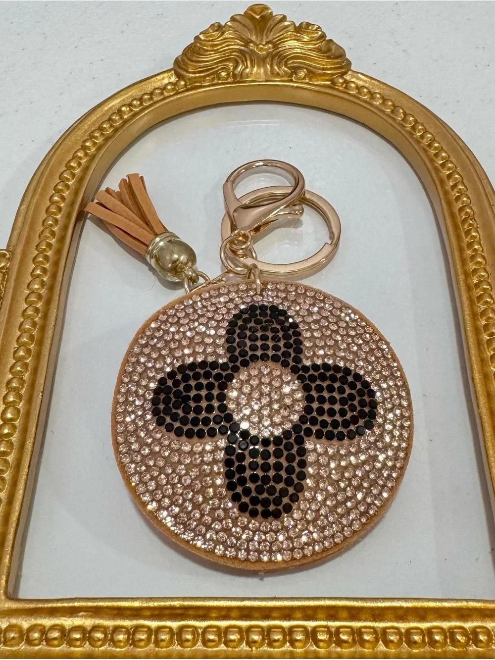 New Round Brown Flower Motif Keychain
